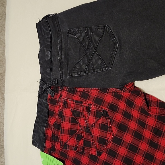 Vintage Women's Royal Bones Goth Check Split Leg Jeans Size 3 - Picture 5 of 7